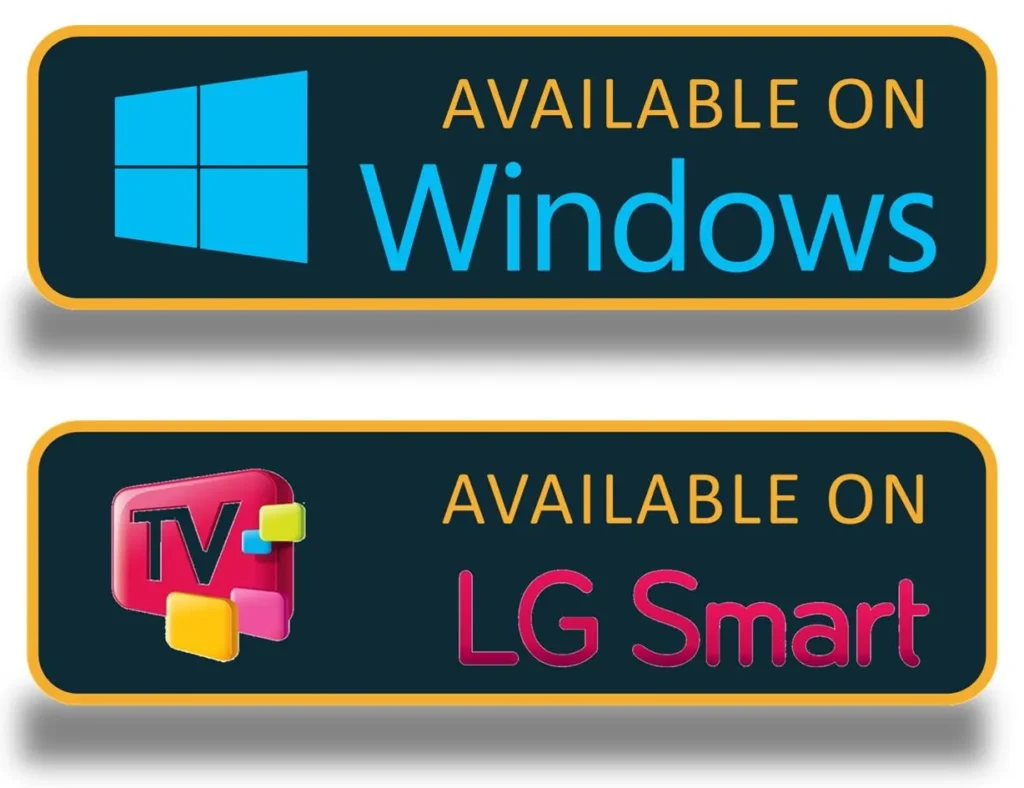 Windows PC and LG Smart TV compatible with Rasaver IPTV service.